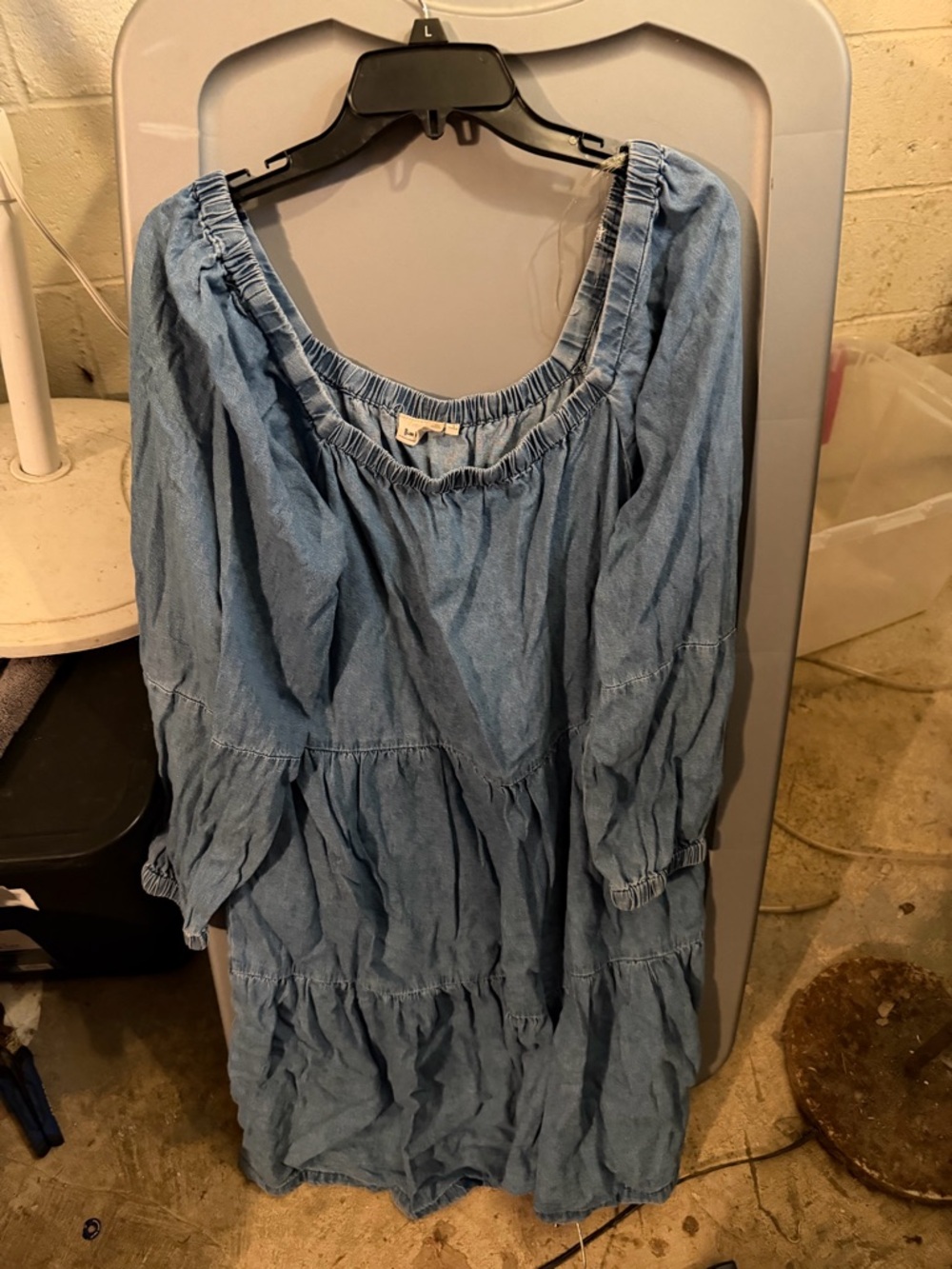 Three Bird Nest Light Blue Tiered Chambray Mini Dress